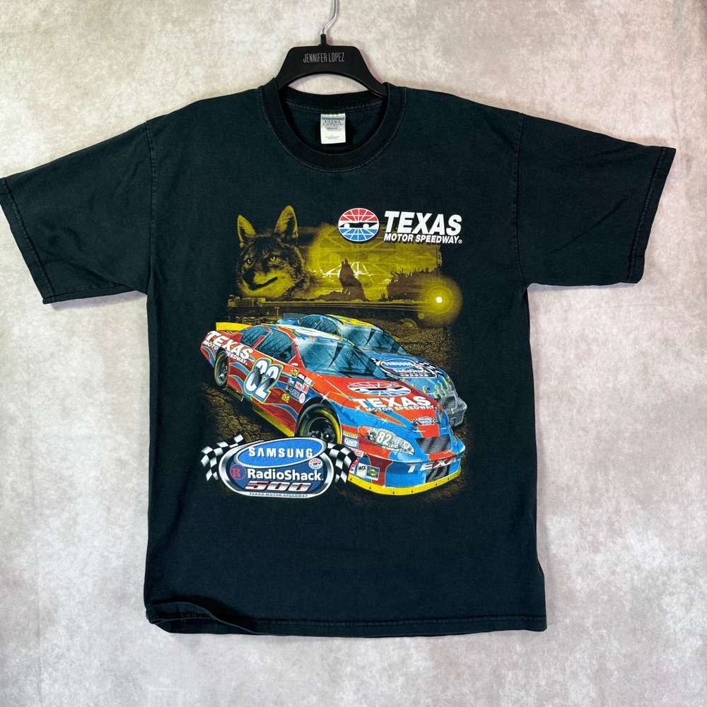 Gildan Vintage T Shirt Men L Black Graphic 2005 Texas Motor Speedway NASCAR Race